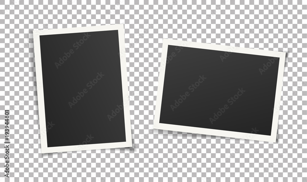 Wall mural set of vintage photo frames without adhesive tape. scrapbook design. vector illustration of picture 