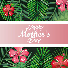 Obraz premium happy mothers day card with floral decoration vector illustration design