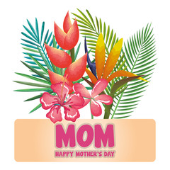 happy mothers day card with floral decoration vector illustration design