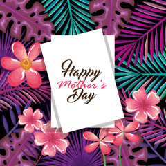happy mothers day card with floral decoration vector illustration design