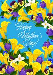 Fototapeta na wymiar Mother Day holiday flowers vector greeting card