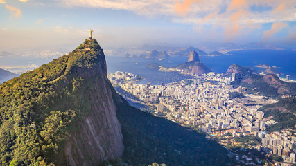 Aerial view of Rio de Janeiro city skyline in Brazil