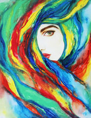 beautiful woman. fashion illustration. acrylic painting