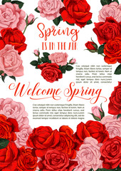 Vector spring holiday flowers roses floral poster