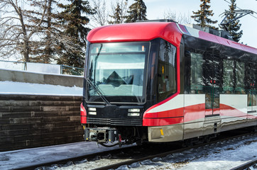 Obraz premium Light Rail Train on a Winter Day