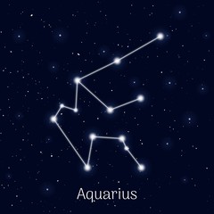 Obraz na płótnie Canvas Sign zodiac aquarius, night sky background, realistic. Astrological symbol of calm and melancholy. Vector illustration of ancient sacral image