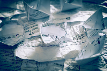 Fototapeta premium Form 1040 Individual Income Tax return form. United States Tax forms 2017/2018. Paper boat. American blank tax forms. Tax time.