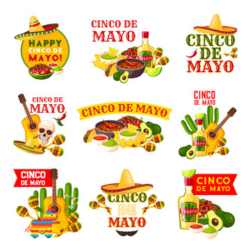 Mexican Cinco de Mayo fiesta party badge design
