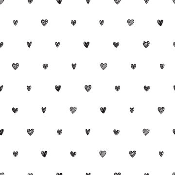 Polka dot doodle hearts pattern.