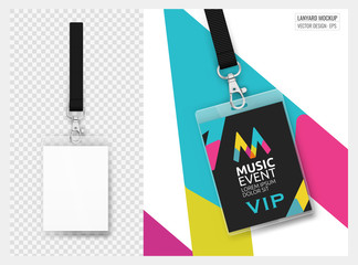 Lanyard design with transparent background. Example of colorful design for online portfolio or customer presentation. Lanyard for brand identity.
