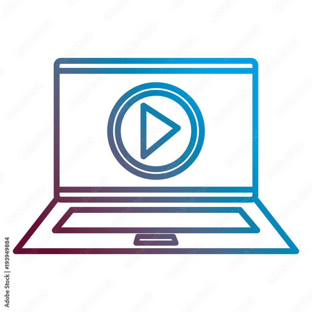Aufkleber laptop computer with media player template vector illustration design