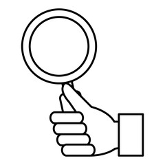 hand human with magnifying glass isolated icon vector illustration design