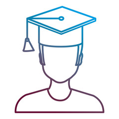 graduated with hat avatar character vector illustration design