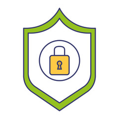 shield with safe secure padlock vector illustration design