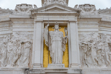 Statues at Neptune fountain in Piazza del Popolo, Rome, Italy