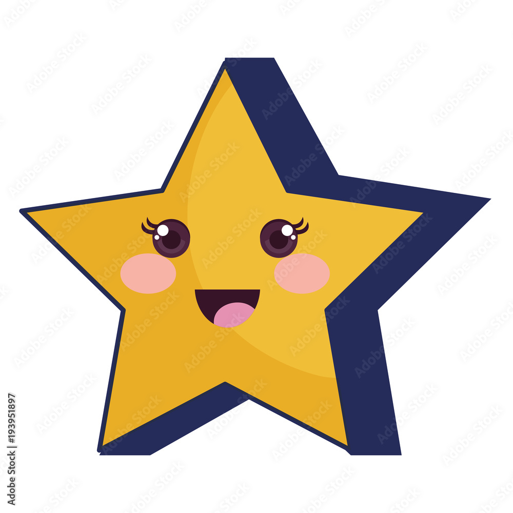 Sticker star decorative kawaii character vector illustration design