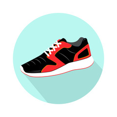 Vector illustration of sport shoes. Icon of sneakers in flat style. 