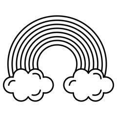 cute rainbown with clouds vector illustration design