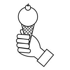 hand with delicious ice cream icon vector illustration design