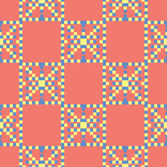 Orange seamless pattern. Bright geometric background with blue and yellow design