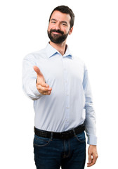 Fototapeta premium Handsome man with beard making a deal
