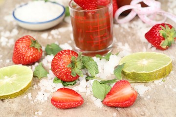 Fresh strawberry with juice