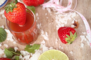 Fresh strawberry with juice