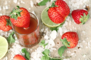 Fresh strawberry with juice