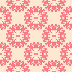 Red floral seamless pattern on beige background