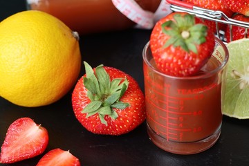 Fresh strawberry with juice