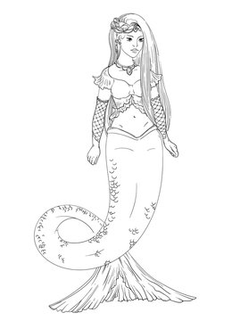 Mermaid. Isolated on white background. Vector illustration