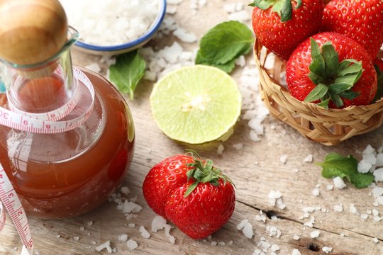 Fresh strawberry with juice