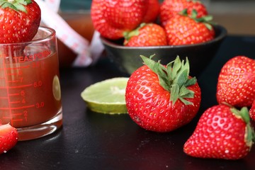 Fresh strawberry with juice