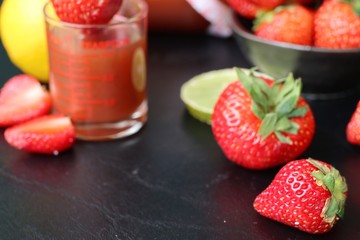 Fresh strawberry with juice