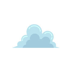 Single blue roundish cloud icon, sign, symbol, flat cartoon vector illustration isolated on white background. Flat cartoon blue cloud icon, sign, decoration element