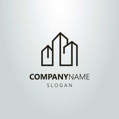 black and white linear logo of three high-rise buildings © George_Chairborn