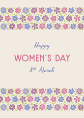 Beautiful banner with hand drawn flowers for Women's Day. Vector.