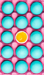 Egg yolk in blue eggs pastel pattern