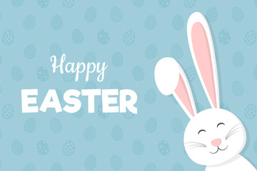 Easter bunny - cute card with greetings. Vector.