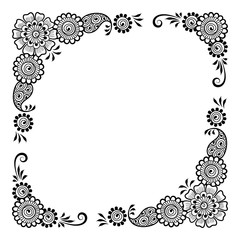 Hand drawn floral background with place for text. Vector Illustration