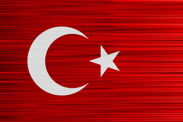 Vector concept of Turkish Flag. Red background and white symbols with specific effect of uneven stripes.