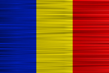 Vector concept of Romanian Flag. Blue yellow red background with specific effect of uneven stripes.