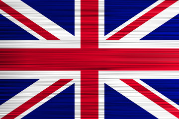 Vector concept of British flag. Blue wthite red cross background with specific effect of uneven stripes.