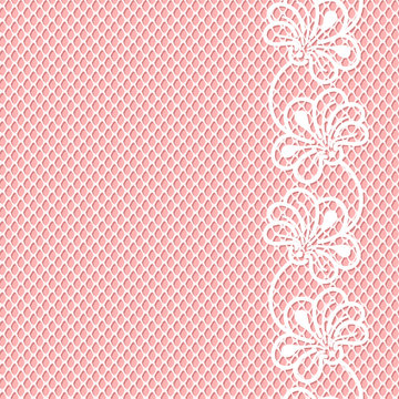 Vertical flower lace border on pink background