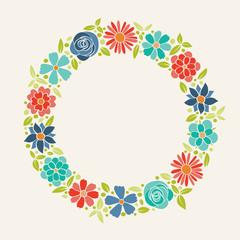 Concept of card with flowers - spring background. Vector.