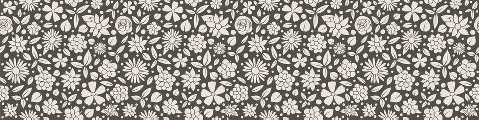 Floral banner with seamless texture. Vector.