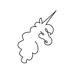 Continuous line art of unicorn head