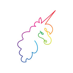 Continuous rainbow line art of unicorn head