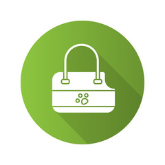 Pets bag carrier flat design long shadow glyph icon