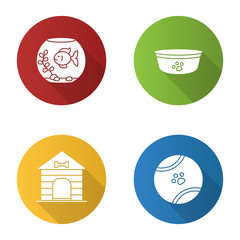 Pets supplies flat design long shadow glyph icon